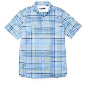 Cremieux
Short-Sleeve Blue Plaid Oxford Woven Shirt.